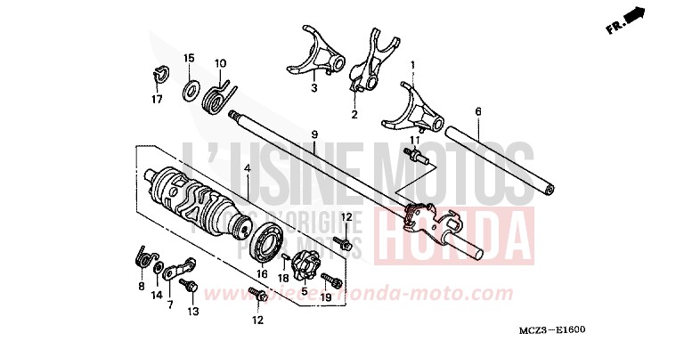 BARILLET DE SELECTION de Hornet 900 DEGITAL SILVER METALLIC (NHA30) 2007